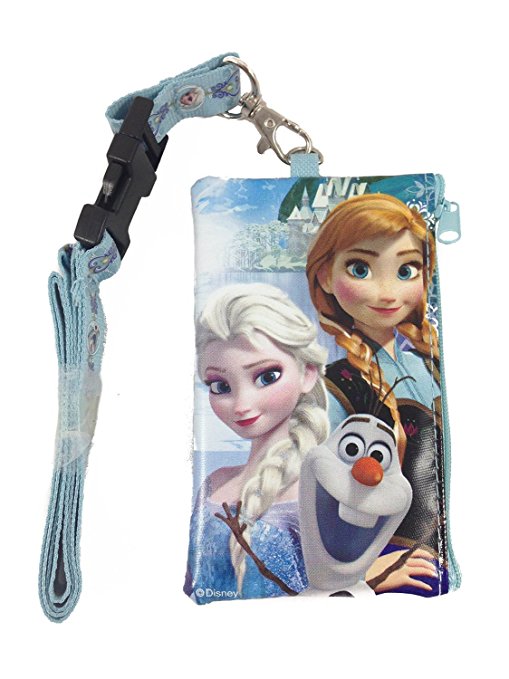 Disney Frozen Elsa, Anna and Olaf KeyChain Lanyard Fastpass ID Ticket Holder Baby Blue