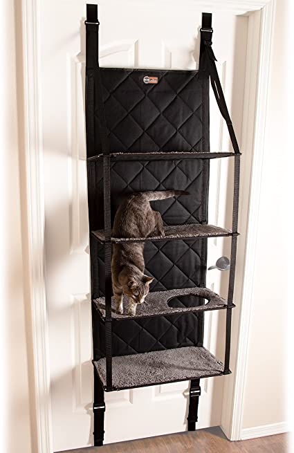 K&H PET PRODUCTS Hangin’ Cat Tree - 4 Story Gray 12 X 22 X 65 Inches