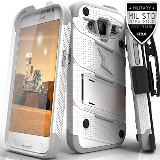 Samsung Galaxy Core Prime Case, Zizo [Bolt Series] w/ FREE [Galaxy Core Prime Screen Protector] Kickstand [Military Grade Drop Tested] Holster - S820L