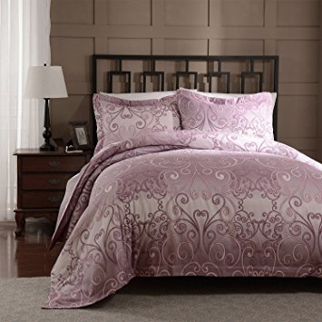 Simple&Opulence Polyester Palace Printing Rose-Red Girls Bedding Quilt Duvet Cover Set Including 1 Duvet Cover and 2 Pillow Cases (Queen)