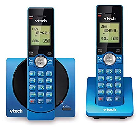 VTech CS6919-25 Dect_6.0 2 Handset Landline Telephone, Metallic Blue