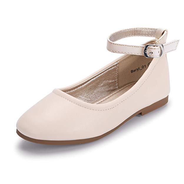 Hehainom Toddler/Little Kid Girl's Beryl_01 Mary Jane Ballet Dress Flats Ankle Strap School Uniform Shoes