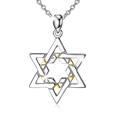 925 Sterling Silver Jewish Star of David Pendant Necklace Magen Jewelry Gifts for Women 18''