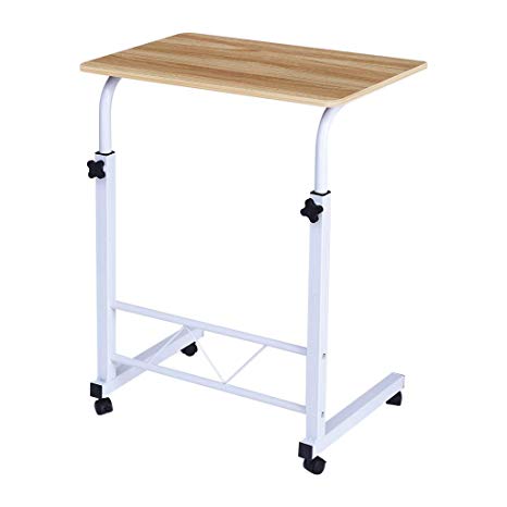 Transser Portable Laptop Rolling Cart Standing Table Portable Height Adjustable Bedside Mobile Laptop Computer Stand Desk with Removable Wheels, Shipping From NJ. (Yellow)