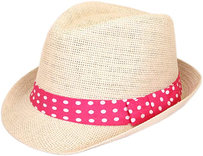 TrendsBlue Women's Polka Dot Band Natural Fedora Straw Hat Band Avail