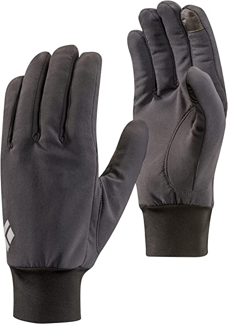 Black Diamond Lightweight Softshell Handschuhe / Touchscreen geeigneter, wasserabweisender & warmer Fingerhandschuh für milde Temperaturen / Unisex, Smoke, Größe: M