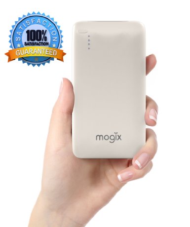 Mogix 10400mAh Dual USB Power External Battery Charger for All Smartphones and Tablets - White