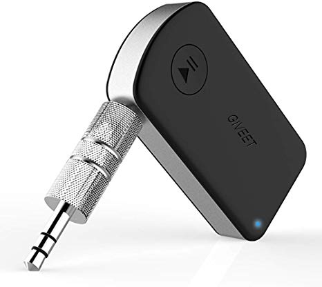 Giveet Bluetooth V4.2 Audio Receiver, Wireless Portable Bluetooth Adapter with 3.5 mm Aux Output for Home Stereo Hi-Fi Music Streaming Car Audio System Wired Headphones & Speaker, White (Not for TV)