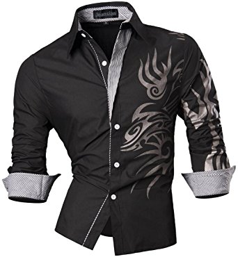 jeansian Men's Slim Fit Long Sleeves Casual Shirts Z001