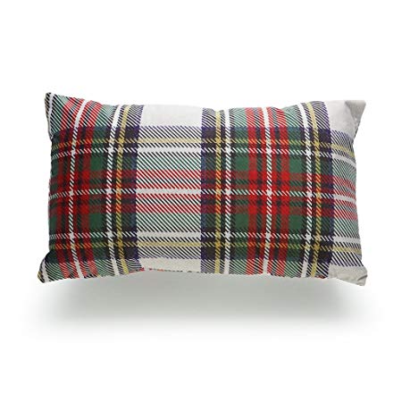 Hofdeco Decorative Lumbar Pillow Cover PREMIUM Short Plush Scottish Tartan Plaid Gray Classic Stewart 12"x20" 30cm x 50cm