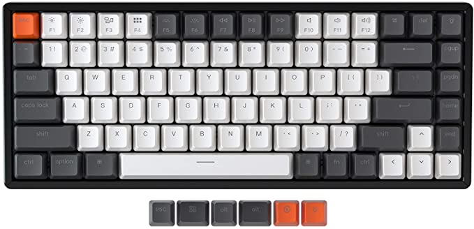 Keychron K2 75% Layout RGB Hot-swappable Bluetooth Wireless/USB Wired Mechanical Keyboard with Gateron Brown Switch/Double-Shot Keycaps/Aluminum Frame/84 Keys Gaming Keyboard for Mac Windows Version 2