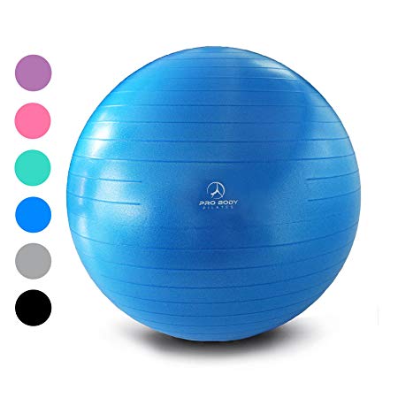 Exercise Ball - Professional Grade Anti-Burst Fitness, Balance Ball Pilates, Yoga, Birthing, Stability Gym Workout Training Physical Therapy