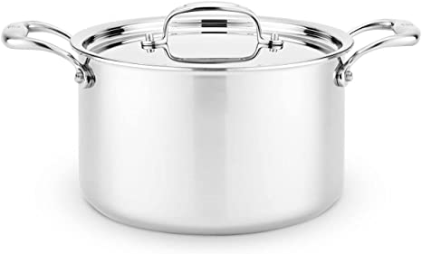 Heritage Steel 5 Quart Sauce Pot - Titanium Strengthened 316Ti Stainless Steel with 5-Ply Construction - Induction-Ready and Fully Clad, Made in USA