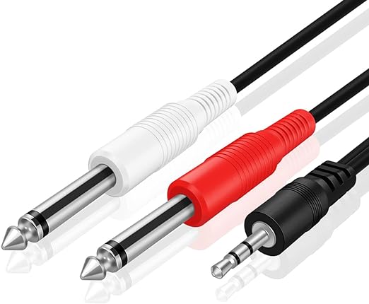 TNP Premium 1/8 to 1/4 Stereo Cable Male to Male 10ft - Dual Y-Connector 1/4 to 1/8 Audio Cable - 3.5mm TRS to Dual 6.35mm TS Cable Compatible with Smartphone, Laptop, Speaker, Amplifier, Audio Mixer