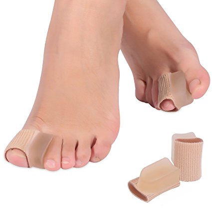 Doact Bunion Corrector Splint Toe Straightener with Tube Sleeve for Hallux Valgus, Harmmer Toe Pain Relief, Wear in Socks-4 PCS