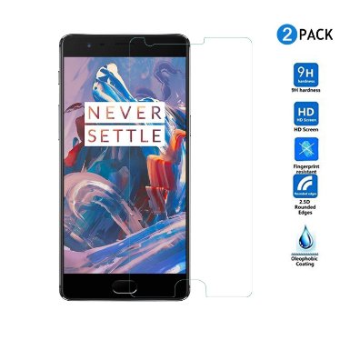 Oneplus 3 Screen Protector, [2 Pack] Suensan Ultra Clear Tempered Glass 9H Hardness Invisible Protection Perfect Fit for Oneplus 3 (Ultra Clear Oneplus 3)