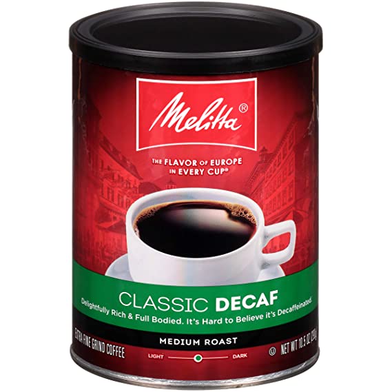 Melitta Classic Decaf Coffee, Medium Roast, Extra Fine Grind, 10.5 Ounce Can (Pack of 6)