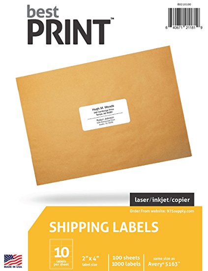 10 Up - Best Print® Address Labels - 2" x 4" - 1,000 Labels