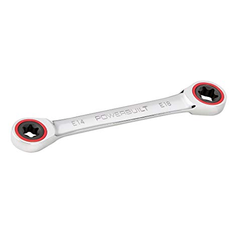 Powerbuilt 641761 Ratcheting Double Box-End E-Star Wrench - E14/E18