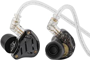 Linsoul KZ ZS10 PRO 2 In Ear Monitor IEM, 1DD 4BA Hybrid Wired Earbuds, with 4-Level Tuning Switch, 3-Way Crossover Gaming Earbuds, Silver-plated IEM Cable for Musician Audiophile (Black, Without Mic)