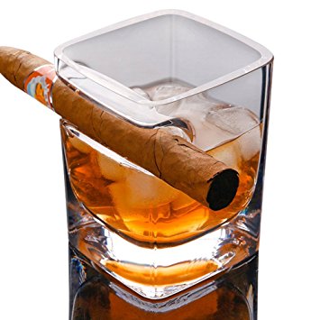 Whiskey Glass With Cigar Holder Fashion Wine Bourbon Brandy Beer Liquor Cup Lead-free for Cigar Cigarette Lovers