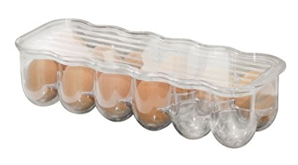 mDesign Plastic 12-Egg Holder with Lid for Kitchen Refrigerator -Clear