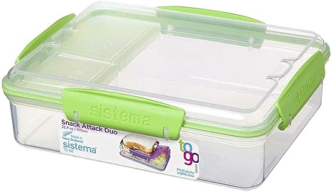 Sistema® Snack Attack Duo to Go™ Food Storage Container, 4.12 Cup, Assorted Colors