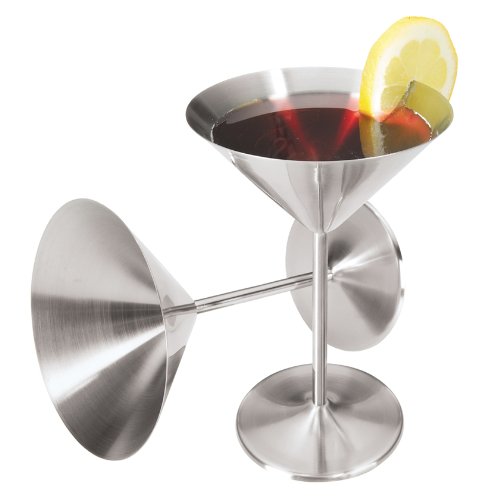 Oggi 8-Ounce Stainless Steel Martini Goblets, Set of 2