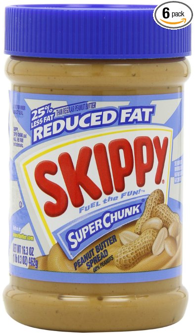 Skippy Peanut Butter, Reduced Fat Super Chunk, 16.3-Ounce Jars (Pack of 6)