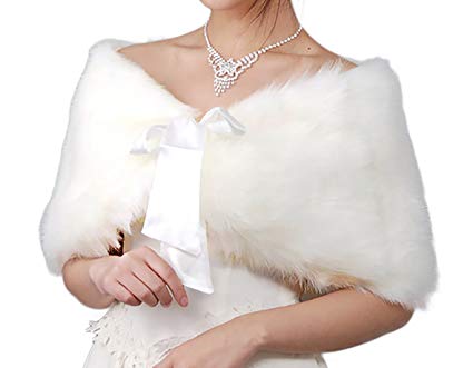 Flora Faux fur Satin lined Bridal Stole/Wedding Wrap Cover up/Bridesmaid Cape,code YRB