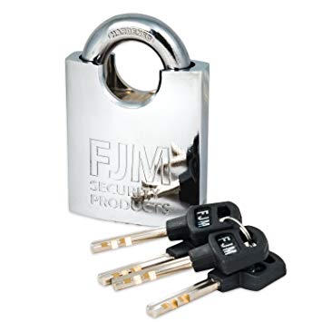 FJM Security SPRS60-KD Heavy Duty Shrouded Padlock With Triple Chrome Plating, Keyed Different