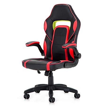 Racing Style PU Leather Gaming Chair - Ergonomic Swivel Computer, Office or Gaming Chair Desk Chair HOT (RED)