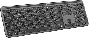 Logitech Signature Slim K950, clavier sansfil, design élégant, saisie sur plusieurs dispositifs, frappe discrète, Bluetooth, multi-systèmes d’exploitation, Windows, Mac, Chrome, FRA AZERTY, Graphite