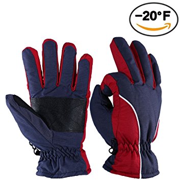 OZERO Winter cold-resistant Ski Gloves Warm for Riding (Red, Large)