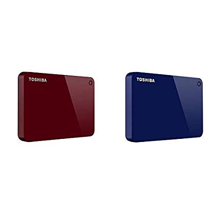 Toshiba Canvio Advance 2TB Portable External Hard Drive USB 3.0, Red (HDTC920XR3AA) with 2TB Portable External Hard Drive USB 3.0, Blue