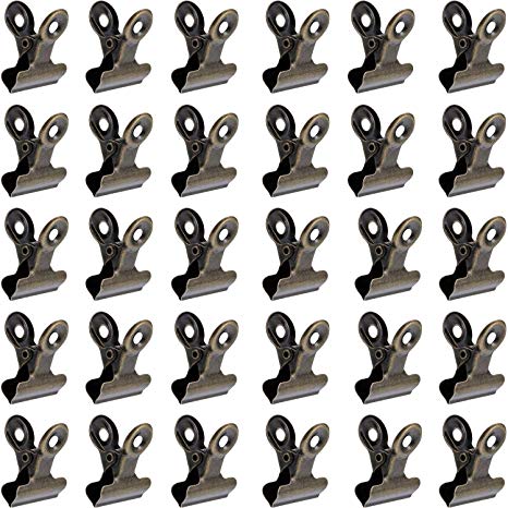 Boao 100 Pieces Bulldog Metal Clips Hinge Clips for Photos, Maps, Drawings, Art Work, Papers, Price Tag, 0.87 Inch, Bronze