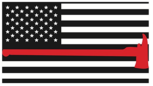 RedLine American AXE Flags Thin 3M Vinyl Reflective Decal, Black, White & Red Flag Sticker Honoring the Courage of Our Firefighters, EMT & Paramedics