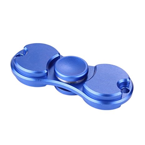 Tri-Spinner Fidgets Toy Metal EDC Sensory Fidget Spinner Hands Ceramic bearing Kids/Adult Funny Anti Stress Toys Gift (2 bearings, blue)