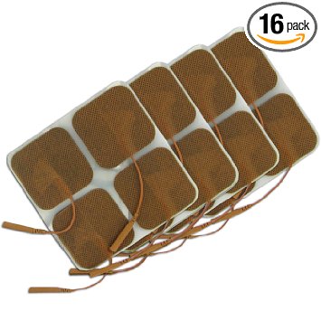 (4) - 4/Packs = (16) Total Electrodes - Tan Cloth.  (4) - 4/Packs = (16) 2.00" Square Tan Cloth, Carbon Film TENS Electrodes