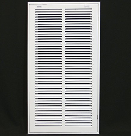 12" X 24 Steel Return Air Filter Grille for 1" Filter - Removable Face/Door - HVAC DUCT COVER - Flat Stamped Face - White [Outer Dimensions: 14.5"w X 26.5"h]