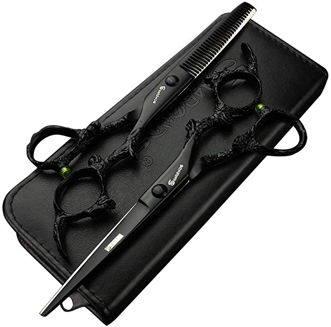 6.0 inch Professional Hairdressing Scissors Salon Hairdresser Hair Trim and Cut thinning 440c high Hardness Scissors (Full Set)
