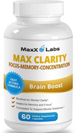 Max Clarity Brain Supplement 9733Fights Brain Fog and Memory Loss 9733Helpful for a Sharp Mind and Clear Focus - One of the Best Brain Food and Brain Health Supplements - Gluten Free - 60 Capsules