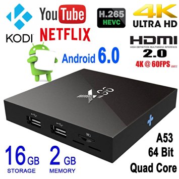Febite X96 android TV BOX Android 6.0 Kodi 16.1 4k 60fps TV box Amlogic S905X A53 2GHz 64bit Quad Core VP9 HDR H.265 2G ROM 16G RAM set top box with WiFi, HDMI 2.0A,Streaming Media Player