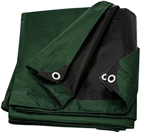 Tarp Cover 12X16 Green/Black Heavy Duty 8 Mil Thick Material, Waterproof, Great for Tarpaulin Canopy Tent, Boat, RV or Pool Cover