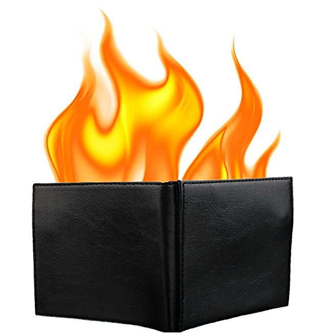 KKTech Magic Flaming Fire Wallet Magician Stage Street Inconceivable Show Prop