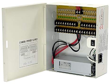 12V DC 18ch 29 Amps Power Supply Box for CCTV Security Cameras, Fused, UL LISTED