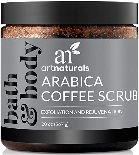 ArtNaturals Arabica Coffee Body Scrub (20 Oz / 567g) – Exfoliating Treatment for Varicose Veins, Cellulite, Stretch Marks Spider Vein - Deep Skin, Butt, legs and Face Sugar Exfoliator with Caffeine