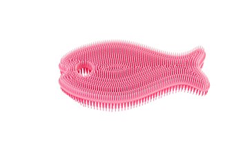 Innobaby Bathin' Smart Silicone Fish Antimicrobial Bath Scrub, Light Pink/Fuchsia