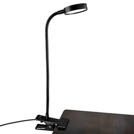Akaho Book Light, Dimmable LED Reading lights, Adjustable Gooseneck Eye-Care 2 Color Temperature Table Lamp, Portable Clip on Light Suitable for Desk, Office, Bed Headboard and Computers (Black)