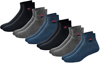 Navy Sport Men's Solid Cushion Comfort Quarter Socks, Pack of 6 (Shoe Size: 7-12)